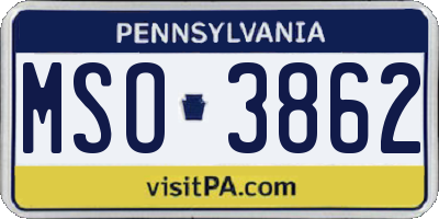 PA license plate MSO3862