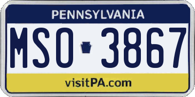 PA license plate MSO3867