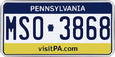PA license plate MSO3868