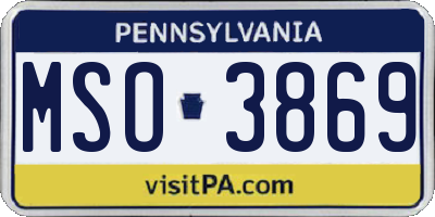 PA license plate MSO3869