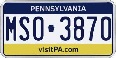 PA license plate MSO3870