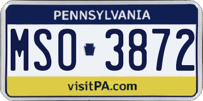PA license plate MSO3872