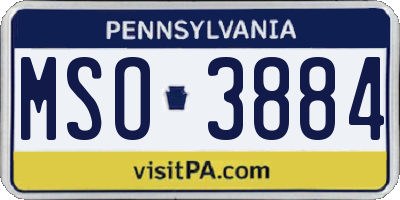 PA license plate MSO3884