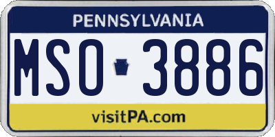 PA license plate MSO3886