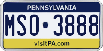 PA license plate MSO3888