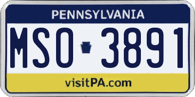 PA license plate MSO3891