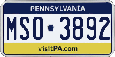 PA license plate MSO3892