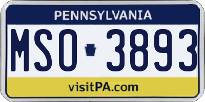 PA license plate MSO3893