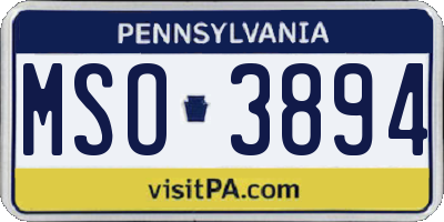 PA license plate MSO3894