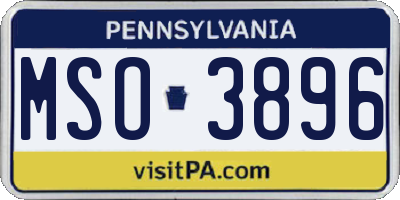 PA license plate MSO3896