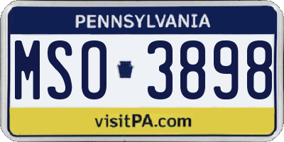 PA license plate MSO3898