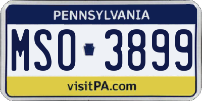 PA license plate MSO3899