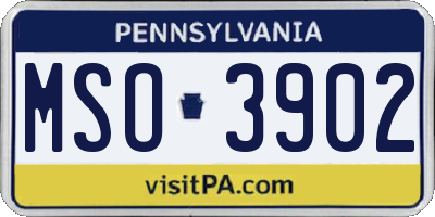 PA license plate MSO3902