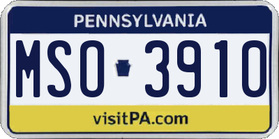 PA license plate MSO3910