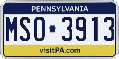 PA license plate MSO3913