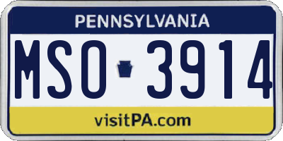 PA license plate MSO3914