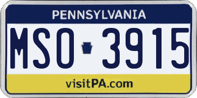 PA license plate MSO3915