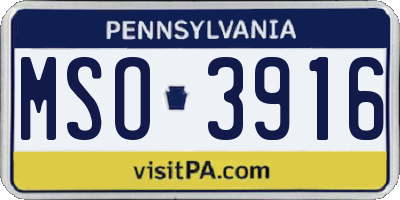 PA license plate MSO3916