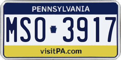 PA license plate MSO3917