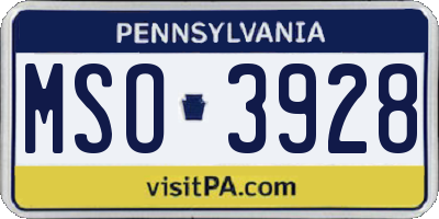 PA license plate MSO3928