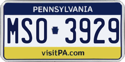 PA license plate MSO3929