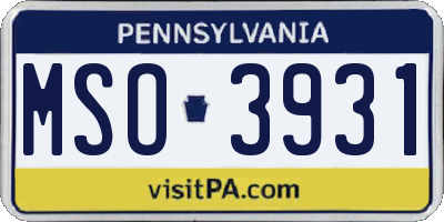 PA license plate MSO3931