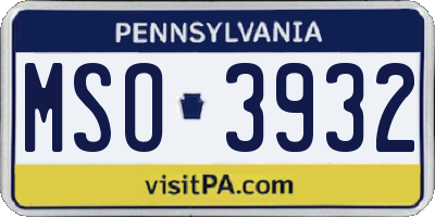 PA license plate MSO3932