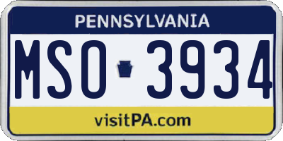 PA license plate MSO3934