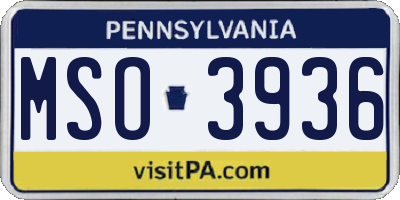 PA license plate MSO3936