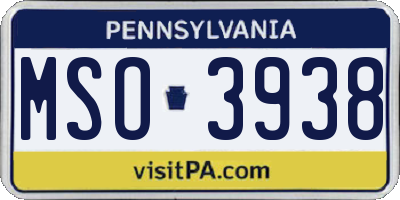 PA license plate MSO3938
