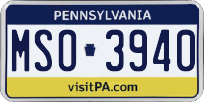 PA license plate MSO3940