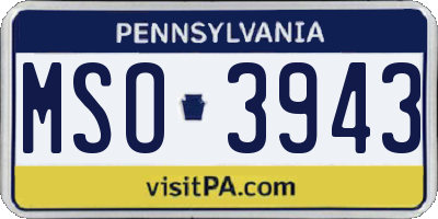 PA license plate MSO3943