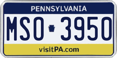 PA license plate MSO3950