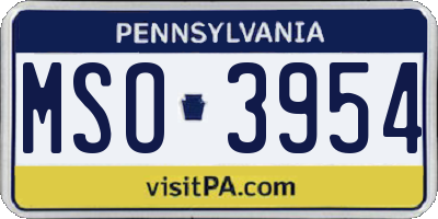 PA license plate MSO3954