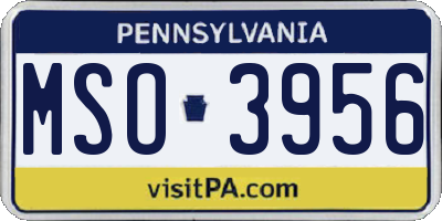 PA license plate MSO3956