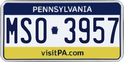 PA license plate MSO3957