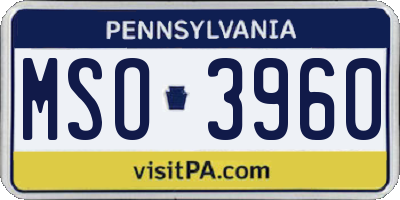 PA license plate MSO3960