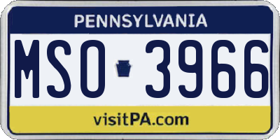 PA license plate MSO3966
