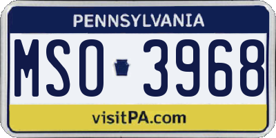 PA license plate MSO3968