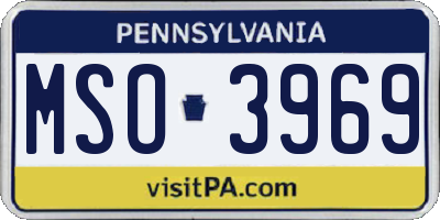 PA license plate MSO3969