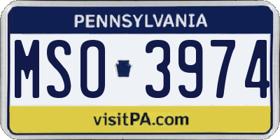 PA license plate MSO3974