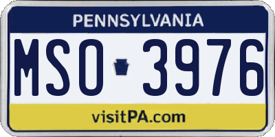 PA license plate MSO3976