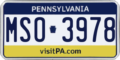 PA license plate MSO3978