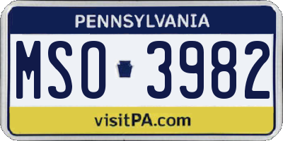 PA license plate MSO3982