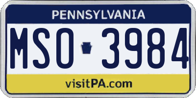 PA license plate MSO3984