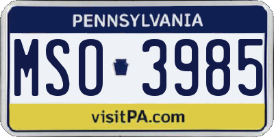 PA license plate MSO3985