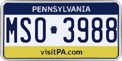 PA license plate MSO3988