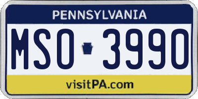 PA license plate MSO3990