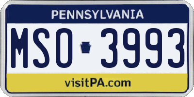 PA license plate MSO3993