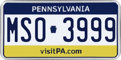 PA license plate MSO3999
